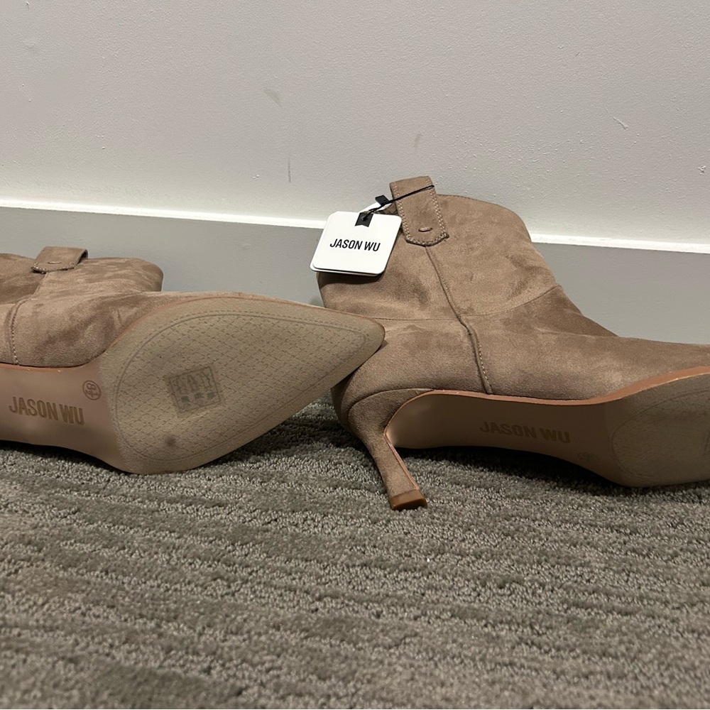 Jason Wu Women's Western Brown Suede Heeled Boots - Picture 6 of 6